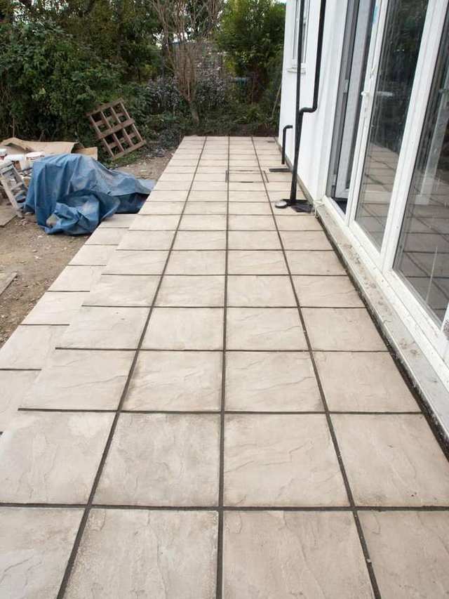 Newly installed paving stones
