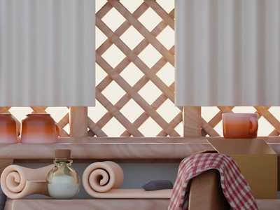Spa towels and treatment bottles arranged in a calm room