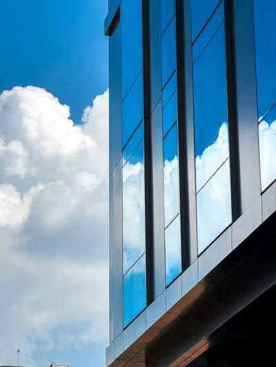 Modern building facade made from glass panels