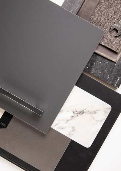 Material samples arranged on a white surface