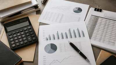 Business documents and charts on a desk
