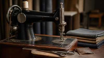 Sewing machine in close-up
