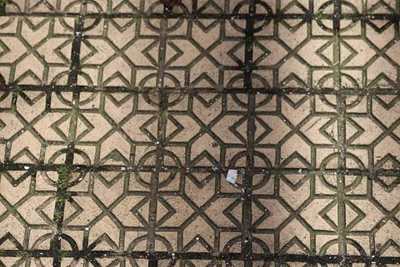 Geometric patterned floor tiles